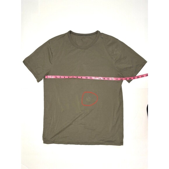 Lululemon Shirt Mens Olive Green Short Sleeve Crew Neck Athletic Tee Small - Picture 3 of 4